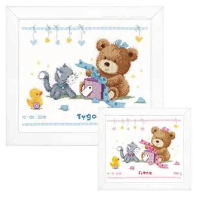Image de Vervaco Kit de Broderie au Point compté pour Naissance Croix, Coton, Blanc, 29 x 23 cm