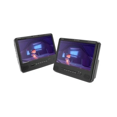 Image de Caliber Lecteur DVD Portable Voiture 2 écrans CD VCD MP3 MPEG4 DivX JPEG USB Écran LED Prise Jack 3,5 mm Autonomie 1,5h Noir 9 Pouces