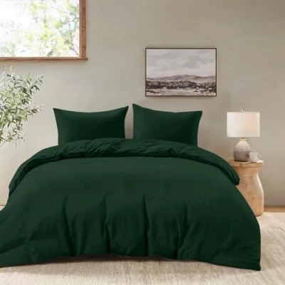 Image de Dreamzie Housse de Couette 240x220 cm avec 2 Taie Oreiller 65x65 Vert Parure Lit Adulte en 100% Microfibre Certifié sans Produits Chimiques (Oeko TEX)