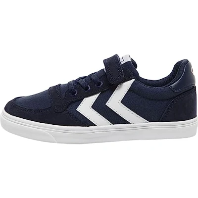 Image de Hummel Slimmer Stadil Baskets basses pour enfants, Taille: 34, Dress blue Cuir et textile