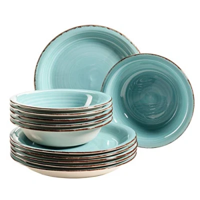 Image de Set de assiettes en grès Mäser Série Bel Tempo Turquoise (Bel Ii).