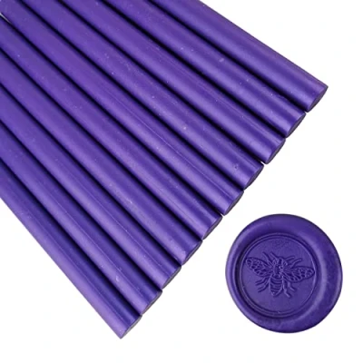 Image de AMTOL Lot de 10 bâtons cire pour sceaux cire, pistolet à colle, parfaits les invitations mariage, enveloppes, emballages cadeaux(Mauve)