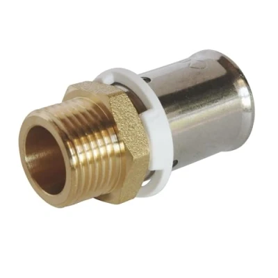 Image de SOMATHERM FOR YOU, Raccord à sertir mâle 12/17 pour tube PER Ø16 Installation rapide et fiable, acier inoxydable, compatible avec profils H, U, RF, pression max 10 bars, certifié NF