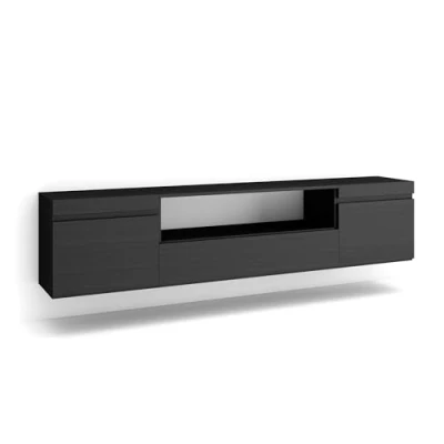 Image de Skraut Home Meuble TV Banc Télé Grand Espace de Rangement 200x45x35cm pour Les jusqu&#039;à 80&quot; Suspendu, Mural Style Moderne Noirs