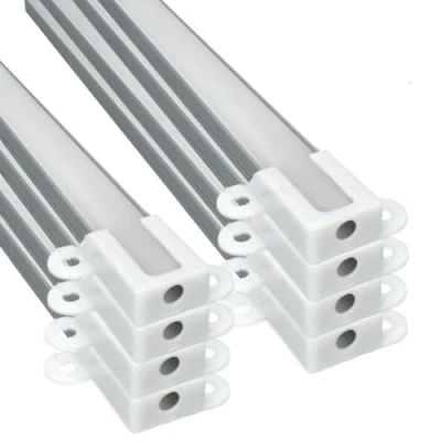 Image de JANDEI lot 8 profils en aluminium 1 mètre forme rectangulaire pour installer des bandes LED sur les murs, panneaux, avec diffuseur translucide, de unités, kit complet (accessoires montage)