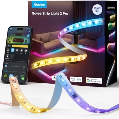 Image de Govee RGBIC 5m Bande LED 2 Pro avec Matter, Ruban Intelligente Synchronisation de Musique, Contrôle par Application, Changement Couleur, Fonctionne Alexa et Google Assistant