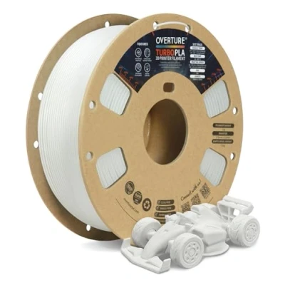Image de OVERTURE Turbo PLA Filament 1.75 mm Rapide Haute Vitesse 600 mm/s, D&#039;imprimante 3D Hyper PLA, Précision Dimensionnelle +/ 0,02 mm, 1 kg/Spule (Plâtre Blanc)