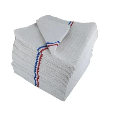 Image de Lot de 10 serpillères gaufrées supérieures Blanches 60 x 100 cm, fabriquée en France, découpable 60x50. pour Tous Les Types sols. 100% Fibres recyclées.
