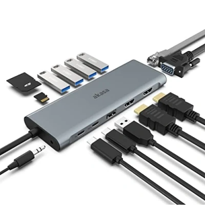 Image de Akasa AK CBCA28 18BK station d&#039;accueil Avec fil USB 3.2 Gen 1 (3.1 1) Type C Noir, Gris Neuf
