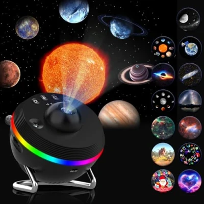 Image de YunLone Planétarium Projecteur de galaxie Ultra HD 13 en 1 d&#039;étoiles, Veilleuse nuit ciel étoilé plafond avec étoiles filantes, nébuleuse et lune pour chambre