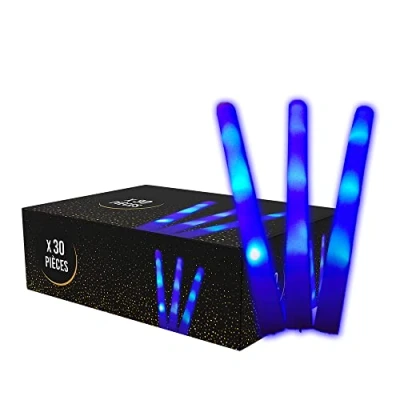 Image de SPARKLERS CLUB Lot de 30 Batons Lumineux LED Couleur Bleu 40cm Baton a Mousse pour Mariage et Fêtes 3 Modes Clignotement Livraison 24/48h