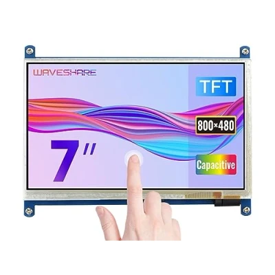 Image de Waveshare 7 Pouces écran Tactile capacitif LCD HDMI 800 * 480 pour Raspberry Pi 3 Model B/Raspberry B+/Raspberry 4/BB Black/PC/Various Systems