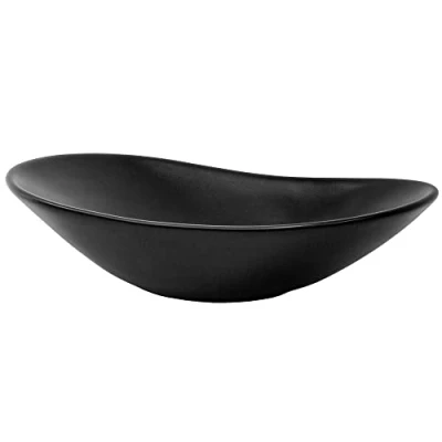 Image de ML Design Lavabo en Céramique Noir Mat, 63x36x15,5 cm, avec Garniture de Vidage 1 1/4&quot; Universelle, Ovale, Vasque á Poser Moderne, Évier Lave Mains pour Salle Bain, Toilettes et WC Invités
