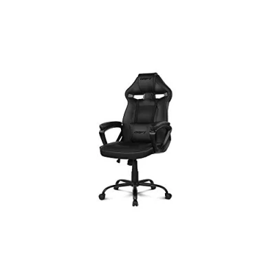 Image de DRIFT Chaise Gaming DR50B pour joueurs professionnels, Similicuir, Accoudoirs rembourrés, Piston classe 4, Mécanisme basculant, Hauteur réglable, Dossier inclinable, Coussin lombaire, Noir