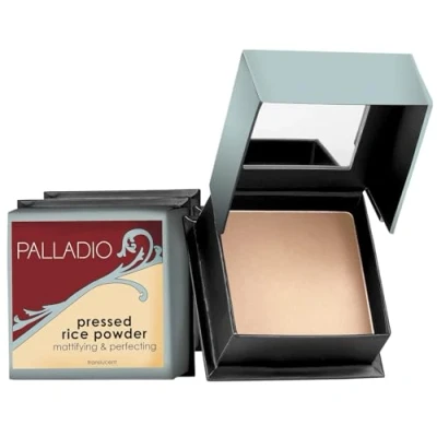 Image de Palladio Poudre Pressée de Riz avec Miroir, Maquillage Matifiant qui dure toute la journée, Absorbe instantanément l&#039;huile, Fonctionne seule ou du maquillage,Translucent