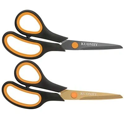 Image de KUONIIY Ciseaux, Lame Recouverte de Titane Ultra tranchante, Manche Douce et Confortable, Ciseaux à Multi usages, Lot 2 Paires, 20,3 cm, Noir, Jaune