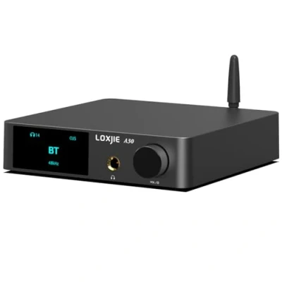 Image de LOXJIE A30 Desktop Amplificateur de puissance audio stéréo HiFi pour casque d&#039;écoute,MA12070 Chip Class D Amp par Infineon,ES9023 DAC Chip,Entrée USB/Optique/Coaxiale/RCA/Bluetooth 5.0