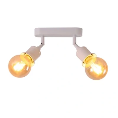 Image de TWSXTE Blanc Plafonnier/applique murale industrielle, spot bar design rétro, 2 spots orientables &amp; pivotants, luminaire plafond vintage, douilles E27, 60W max, （ampoules non fournies)