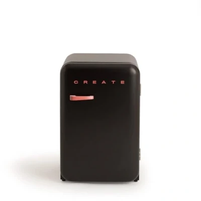 Image de CREATE / RÉTRO FRIGO 83.5 ARGENT/Réfrigérateur noir avec poignée brique 98W, basse consommation, 2 étagères, régulateur de température, porte bouteilles, 56x54x84cm.