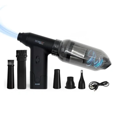Image de Aspirateur à main sans fil Technaxx avec dépoussiéreur air, électrique rechargeable 160 W TX 293 Contrôle de vitesse en continu, 5 buses polyvalents Pour les voitures, claviers