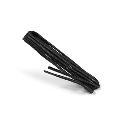 Image de Kaps Lacets Cirés Ronds, Fins 2mm 100% Coton de Qualité pour Chaussures Décontractées et d&#039;Occasion, Fabriqués en Europe, 1 Paire (60 cm 24 pouces Paires 3 à 4 œillets / 91 Noir)