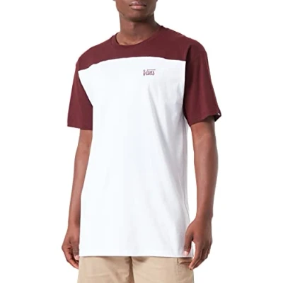 Image de Vans Script Crew Block SS T Shirt, White Port Royale, XS Homme
