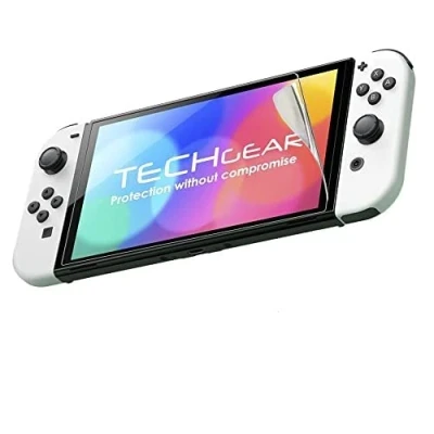 Image de TECHGEAR Switch OLED Protection d&#039;Écran [Pack of 3] Film de Ultra Clair avec Chiffon Nettoyage et Carte d&#039;Application Compatible Nintendo