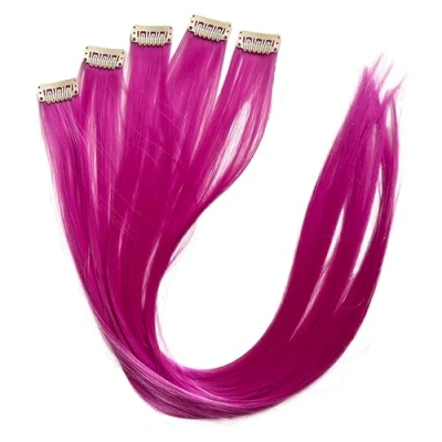 Image de CAISHA 60 cm Coloré Mèche Mèches Extension à Clip De Cheveux Raides Longs Postiche Rose BST142