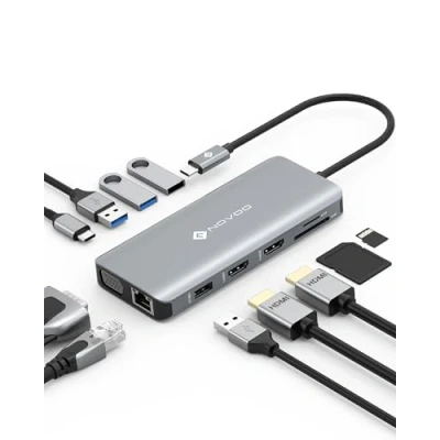 Image de Station d&#039;accueil USB C NOVOO Hub 11 en 1 Double HDMI 4K Charge rapide 100W Ethernet Gigabit