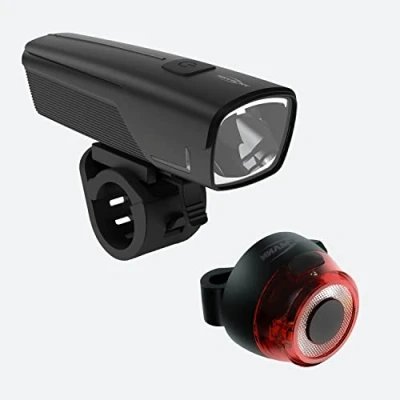 Image de ANSMANN Set Lumiere Velo Avant et Arriere (1 PCE) Phare 50 Lux feu arrière LED 0,1W Éclairages vélo Rechargeables, puissants Robustes pour utilisateurs exigeants