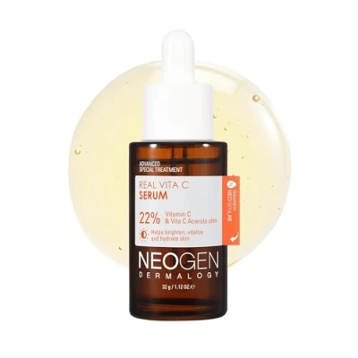 Image de DERMALOGY by NEOGENLAB Real Vita C Serum 1.12 oz (32g) Sérum éclaircissant et hydratant pour le visage avec 22% de vitamine (acide ascorbique pur), E, B5 niacinamide