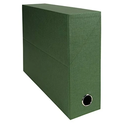 Image de Exacompta Réf. 89523E 1 Boîte transfert en papier toilé Dos 90 mm Avec un œillet métal Pour format A4 Dimensions 25,5 x 34 9 cm Couleur vert Livrée montée