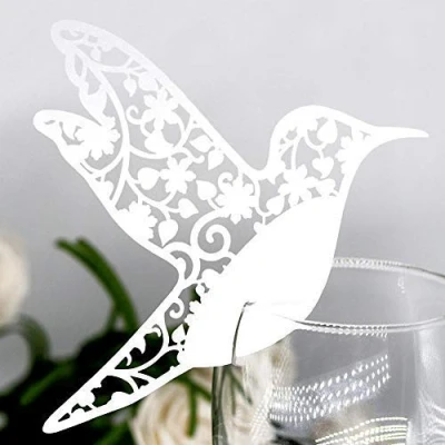 Image de 50pcs Lieu De Mariage Cartes Oiseau Forme Creux Nom Personnalisées Table Réception Décoration Invité pour Verre Vin Banquets [1#]