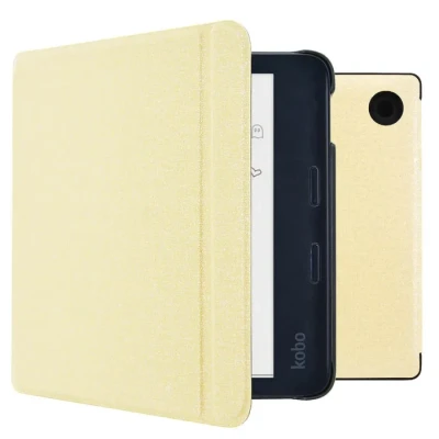 Image de Étui de liseuse IMOSHION Kobo Libra Colour Canvas Dorée Sleepcover avec support
