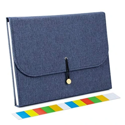 Image de Uquelic Trieur Documents Porte Extensible En Oxford à 13 Poches Format lettre A4 Accordéon Document (Bleu)