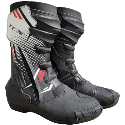Image de TCX TR1 AIR Bottes de Moto pour Hommes, avec Tige en Microfibre Perforée au Laser, Fermeture Latérale Elastique et Velcro, Noir/Blanc/Rouge, 42 EU