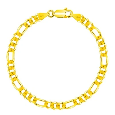Image de PLANETYS Bracelet Argent 925/1000 Plaqué Or Jaune 18 Carats Maille Figaro (1+3) Largeur: 5 mm