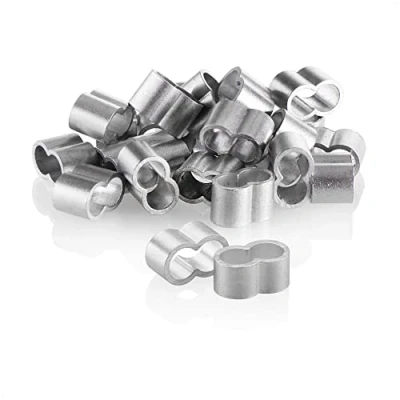 Image de com four® 24x Serre câbles 6mm en Aluminium Manchons à sertir pour d&#039;extension Doubles Sangles élastiques bâches (Couleur Argent 06mm)