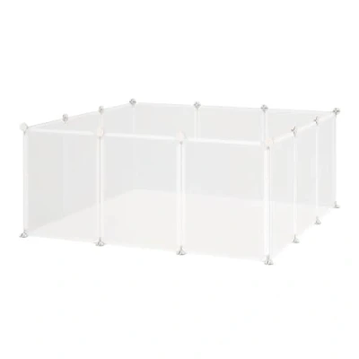 Image de PawHut Enclos Parc modulable pour Petits Animaux 12 Panneaux Lapin, Hamster, Chiot, Cochon 105 x 45 cm Blanc