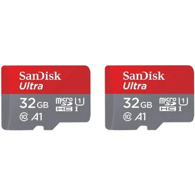 Image de SanDisk Ultra 32 GB microSDHC Memory Card + SD Adapter with A1 App Performance Up to 120 MB/s, Class 10, U1 (Twin Pack)