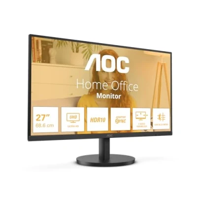 Image de AOC U27B3AF Moniteur UHD 27 Pouces, Haut parleurs, Hauteur réglable, HDR10 (3840x2160, 60 Hertz, HDMI 2.0, DisplayPort 1.4) Noir