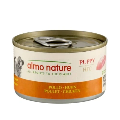 Image de Almo Nature HFC Natural Puppy Nourriture humide pour chiots avec Poulet à l&#039;origine propres la consommation humaine et désormais utilisée préparation des aliments chiens.
