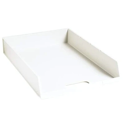 Image de Exacompta Réf. 11013D lot de 6 Corbeilles à courrier C4 dimensions 34,5x24,6x5,9 cm pour documents au format plus rebord incliné 15 mm couleur blanc