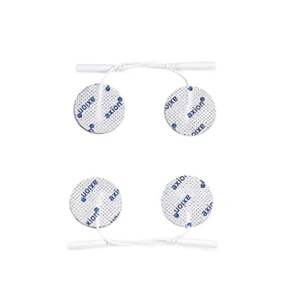 Image de 4 électrodes axion Patchs rondes de 32 mm diamètre pour électrostimulateur TENS et/ou EMS réutilisables et autocollants avec connexion filaire 2