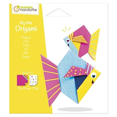 Image de Avenue mandarine OR510C Une pochette INITIATION My little ORIGAMI 20 feuilles 12x12 cm 70g (avec modèle de pliage inclus) À partir 5 ans POISSON
