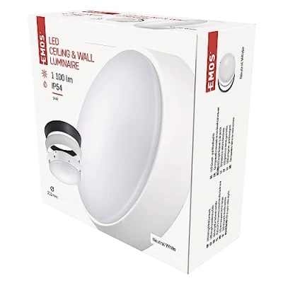 Image de EMOS Applique murale/plafonnier LED, rond, cadre interchangeable étanche blanc neutre 1100 lm 14 W (au lieu d&#039;une ampoule de 75 W) 25 000 heures angle d&#039;éclairage 120 pour l&#039;extérieur