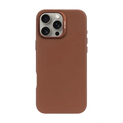 Image de Coque pour iPhone 16 Pro Max Antichocs en Cuir Compatible MagSafe Decoded Marron clair