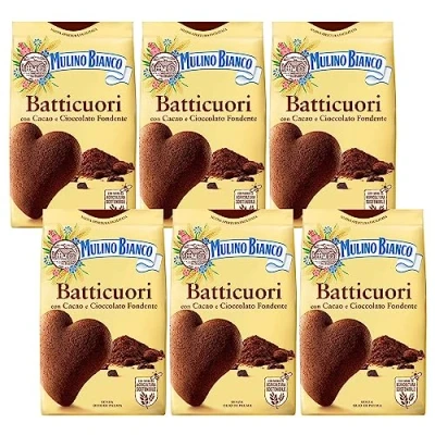 Image de MULINO BIANCO Batticuori Biscuits sablés italiens au cacao 350g x 6 parcelles (Batticuori, x6)