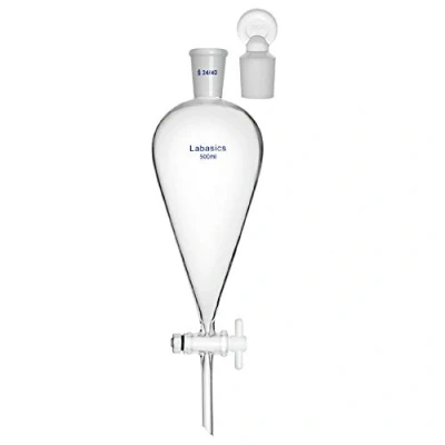 Image de Labasics 500ml Ampoule à Décanter Conique en Verre Borosilicate avec Robinet PTFE, Separatory Funnel Entonnoir Laboratoire