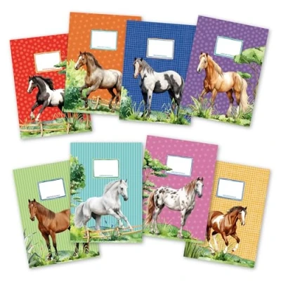 Image de Papierdrachen Lot de 8 Protège cahiers qualité supérieure pour enfants Format A4 Motif chevaux idéaux l&#039;école 250 g/m² numéro 19
